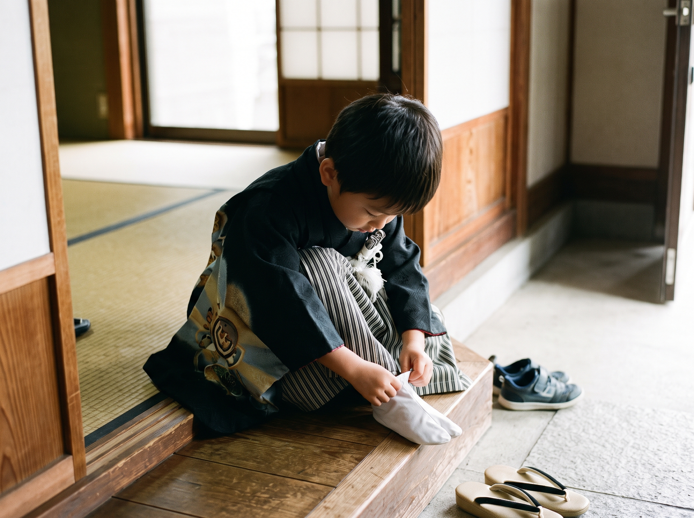 足袋を履く男の子